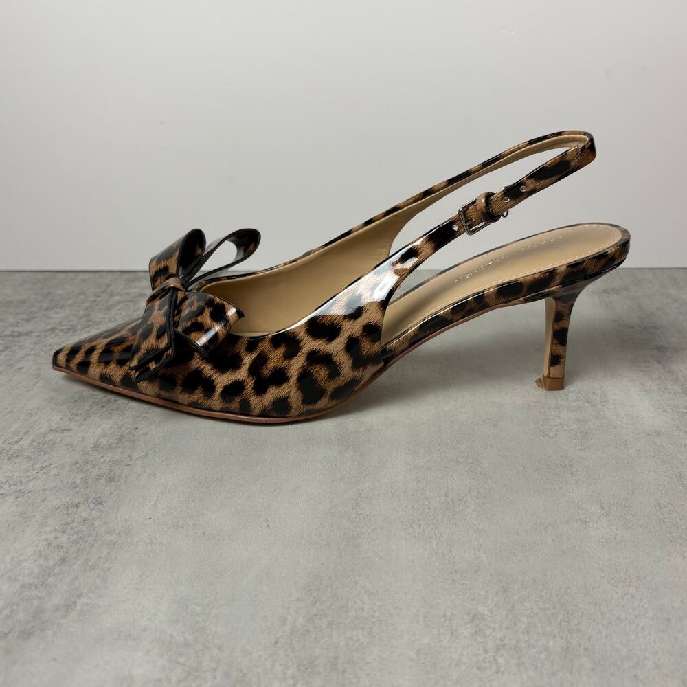 Marc Fisher Women's 9M Allon Slingback Pumps Leopard Print Patent Pointed Toe - Picture 6 of 14